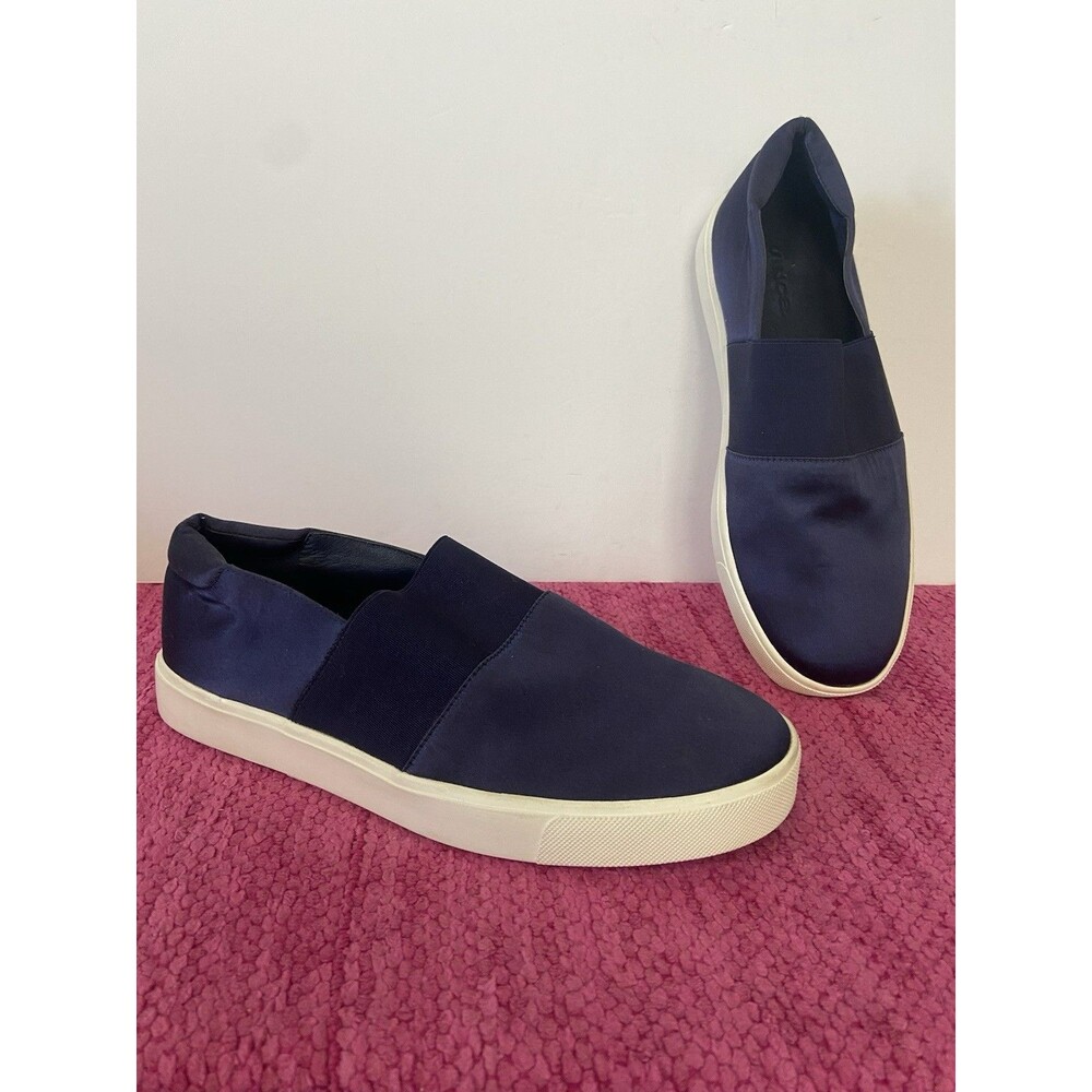 Vince Corbin Slip On Satin Sneakers Navy Blue Size 7.5